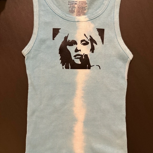 BLONDIE inspired 80s tie-dye distressed ribbed graffiti tank top Toddler 4T-5T - Picture 5 of 17